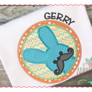 257 Marshmallow Bunny with Mustache Circle Applique Design