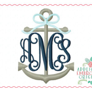 260 Catalina Anchor with Bow Monogram Embroidery Font