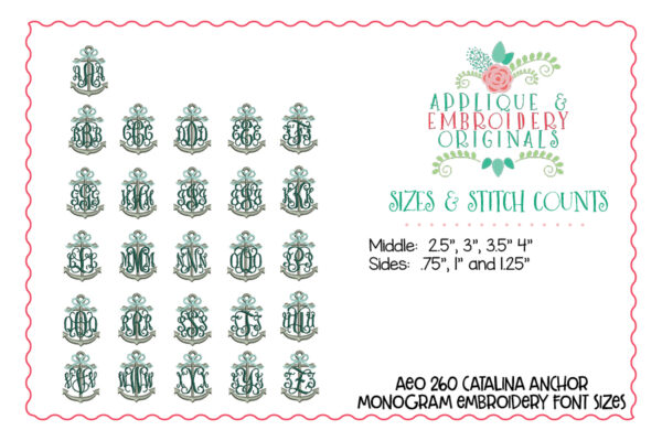 260 Catalina Anchor with Bow Monogram Embroidery Font - Image 3