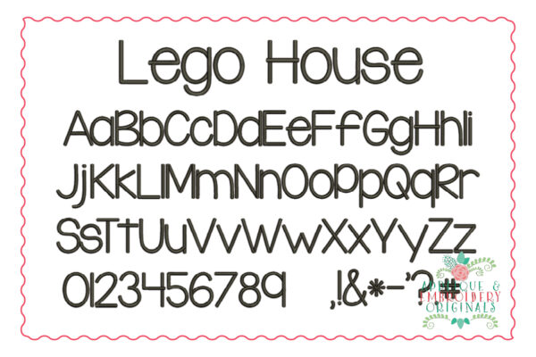 261 Lego House Embroidery Font - Image 2