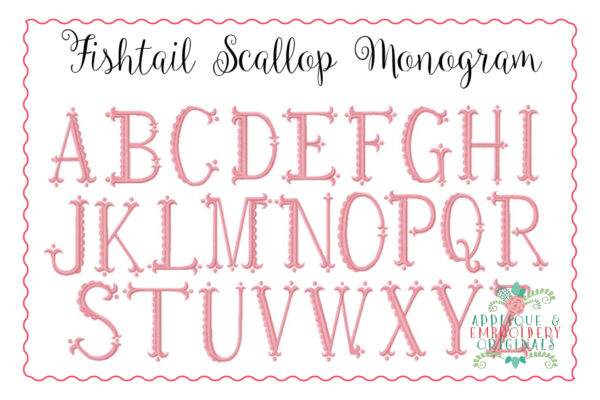 262 Fishtail Scallop Monogram Embroidery Font