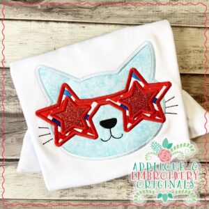 2659 Kitty with Star Glasses Applique Design