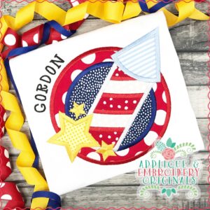 2663 Rocket in Circle Applique Design