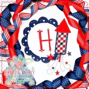 2665 Scalloped Rocket Monogram Frame Applique Design