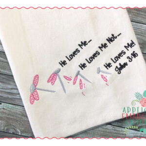 267 He Loves Me Flower Nail Jesus Saves Easter Embroidery Design