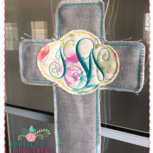 268 Cross Monogram Door Hanger In-The-Hoop Applique Design