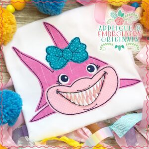 2688 Shark Girl Simple Stitch Applique Design