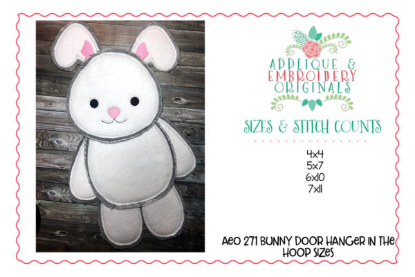 271 Easter Bunny Door Hanger In-The-Hoop Applique Design - Image 4