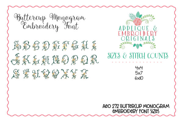 272 Buttercup Floral Embroidery Font - Image 3