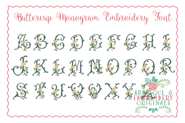 272 Buttercup Floral Embroidery Font - Image 2