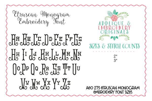 273 Etruscan Monogram Embroidery Font - Image 3