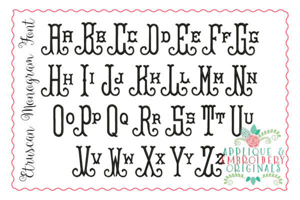 273 Etruscan Monogram Embroidery Font - Image 2