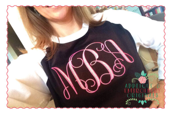 274 Chevron Vine Script Monogram Embroidery Font - Image 3