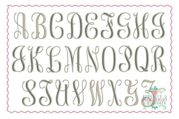 274 Chevron Vine Script Monogram Embroidery Font - Image 5