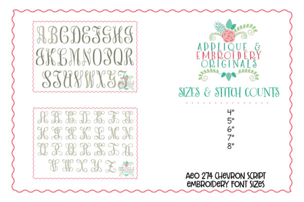 274 Chevron Vine Script Monogram Embroidery Font - Image 6