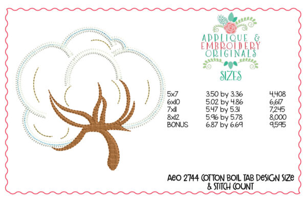 2744 Cotton Boll Tab Interchangeable Tab Design - Image 5