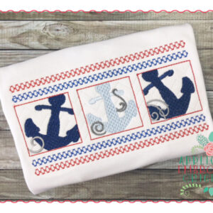 276 Anchor Block Trio Smocked Faux Summer Applique Design