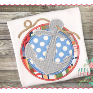 277 Anchor Rope Circle Patch Applique