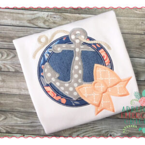 278 Anchor Rope Circle Patch Bow Applique Design