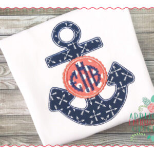279 Anchor Scalloped Monogram Frame Applique Design
