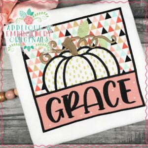 2807 Pumpkin Vines Leaves Square Applique Design