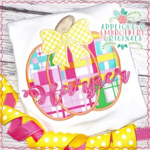 2811 Simple Pumpkin with Bow Applique Design