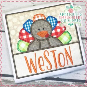 2814 Turkey Boy Square Name Applique Design