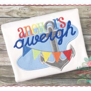 1414 Anchors Aweigh Banner Pennant Applique Design