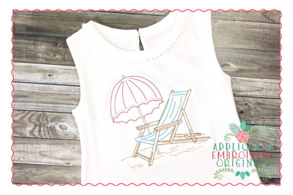 284 Vintage Beach Chair Bean Stitch Embroidery Design - Image 2