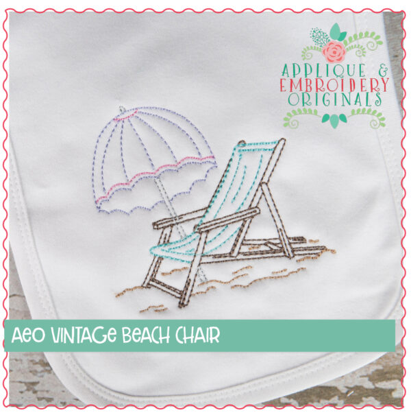 284 Vintage Beach Chair Bean Stitch Embroidery Design - Image 4