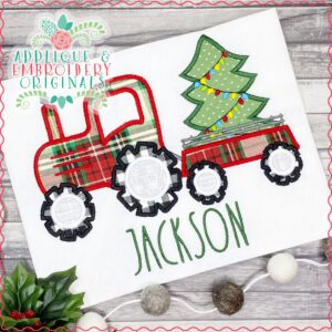 2846 Tractor with Christmas Tree Applique Design
