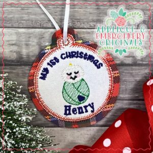 2852 My 1st Christmas Boy Ornament In-The-Hoop Designs