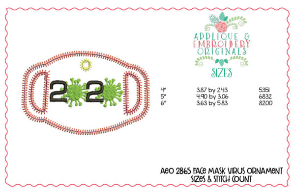 2865 Face Mask Virus Ornament In-The-Hoop Designs - Image 2