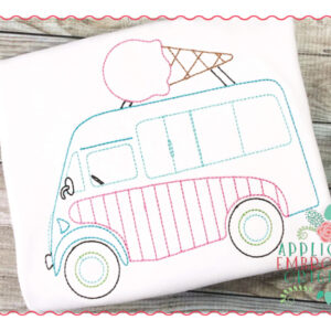 287 Vintage Ice Cream Truck Bean Stitch Embroidery Design