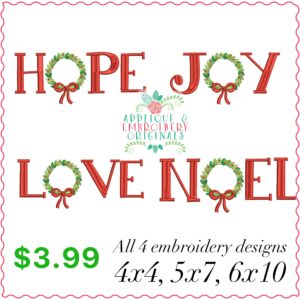 2872 Hope, Joy, Love & Noel Wreath Embroidery Design Set