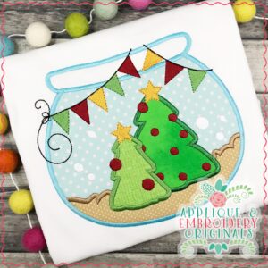 2874 Fishbowl with Christmas Tree Applique Design