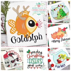 2879 Christmas Fishes Applique Design Set