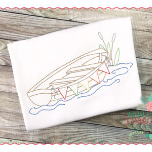 290 Vintage Rowboat Bean Stitch Embroidery Design