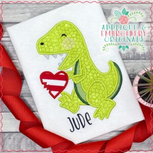 2907 Dinosaur Heart with Bite Applique Design