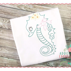 291 Vintage Seahorse Bean Stitch Embroidery Design