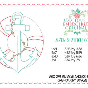293 Vintage Anchor Preserver Bean Stitch Embroidery Design