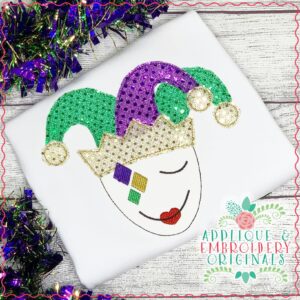 2940 Mardi Gras Jester Mask Applique Design