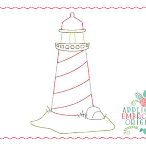 295 Vintage Lighthouse Bean Stitch Embroidery Design