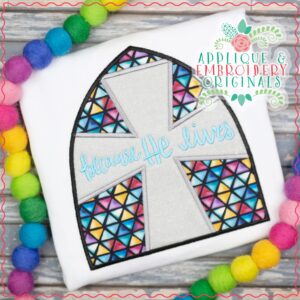 2950 Cross Stained Glass Window All-In-One Applique Design