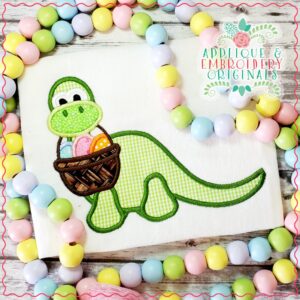 2957 Dinosaur with Easter Basket All-In-One Applique Design