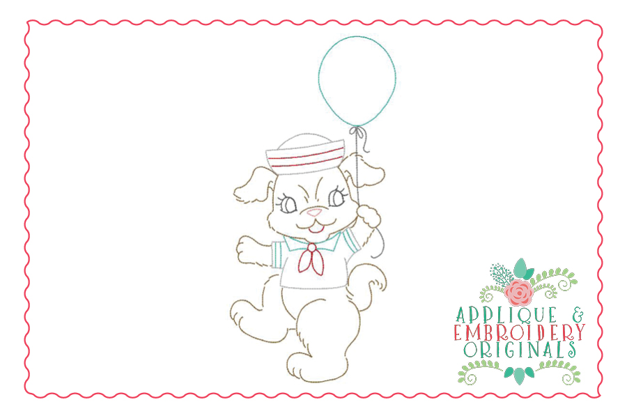 AEO 296 Vintage Sailor Dog Bean Stitch Embroidery Design