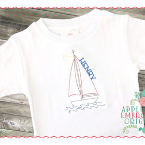 297 Vintage Sailboat Bean Stitch Embroidery Design