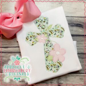 2971 Cross with Flowers All-In-One Applique Design
