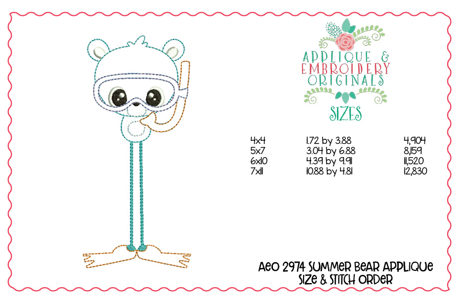 AEO 2974 Summer Bear Applique