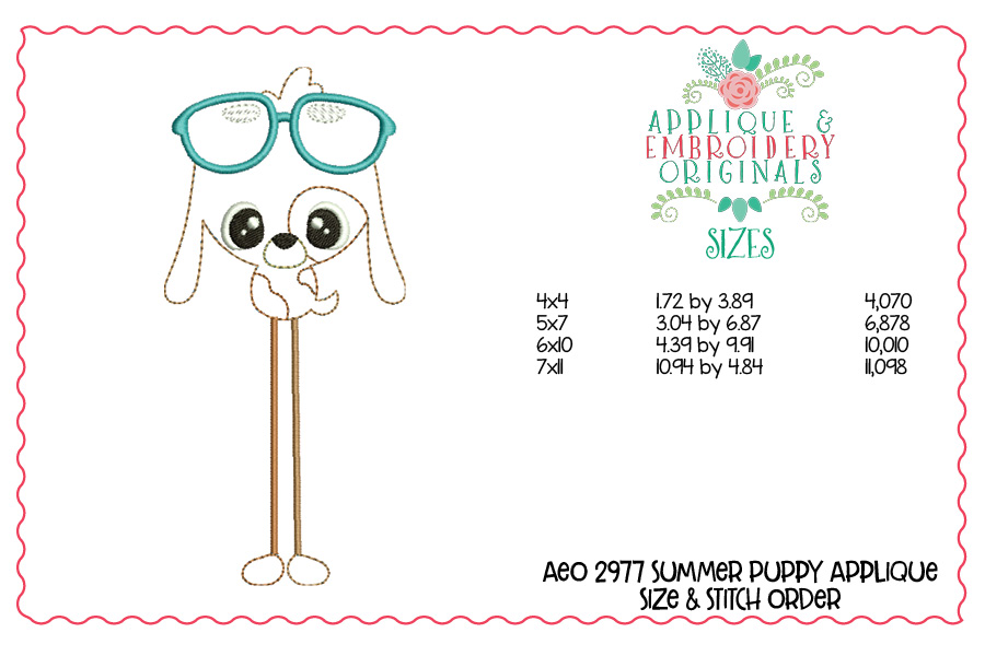 AEO 2977 Summer Puppy Applique